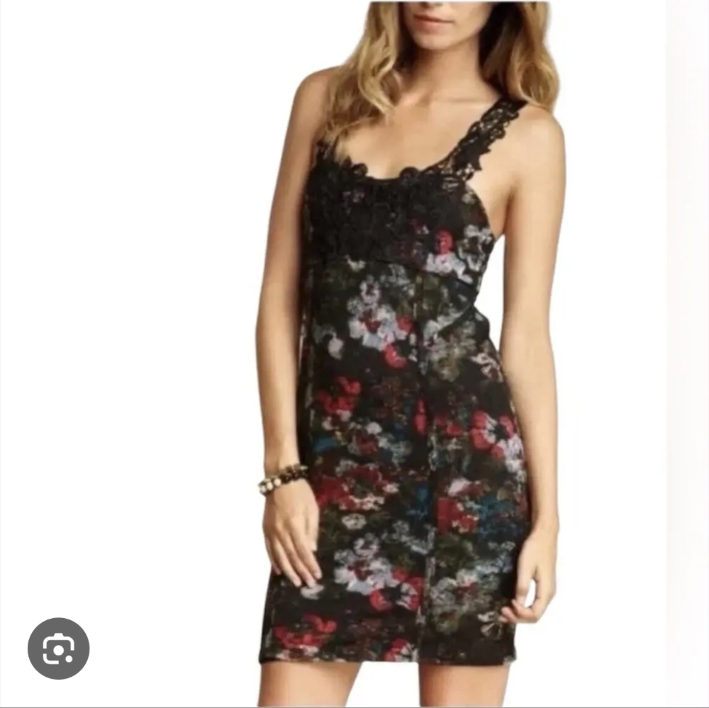 Free‎ People Size Small Floral Lace Black Dress